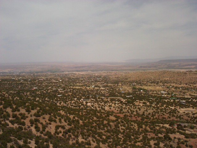 Tunnel Springs looking west with Cabezon hidden by smoke.