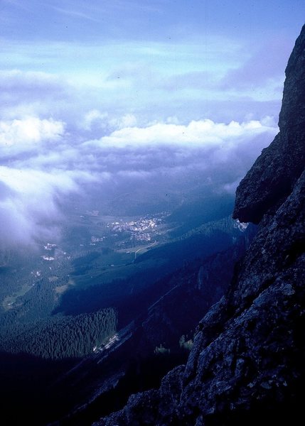 San Martino di Castrozza from Cima della Madonna summit.