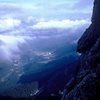 San Martino di Castrozza from Cima della Madonna summit.