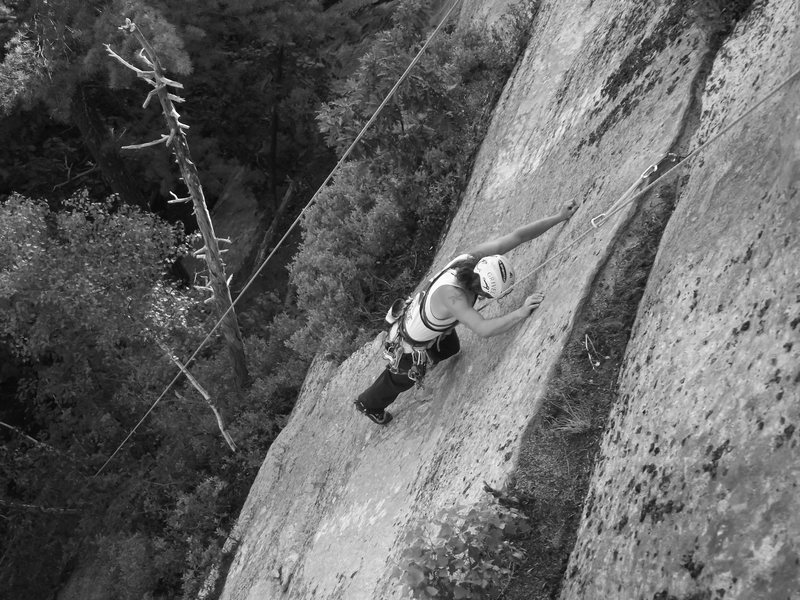 Jonathan Garlough follows through the crux 