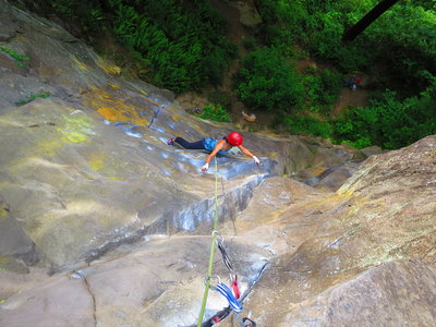 April Milan at the crux on P1