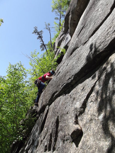 Jon after the first crux<br>
Photo by Jay