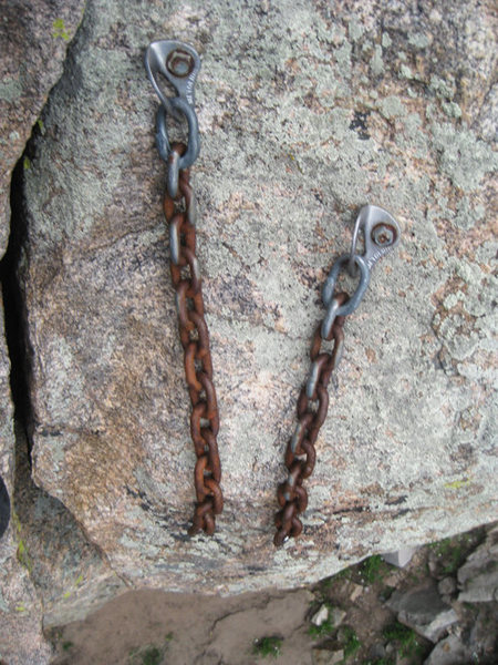 Old chain and old bolt locations.
