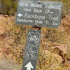 The often maligned sign at the junction of the Sandstone Peak connector trail and the Mishe Mokwa/Backbone Trail.