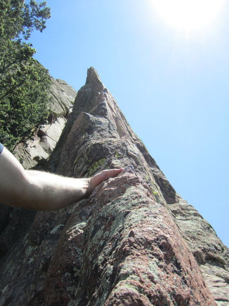 Looking up at the spectacular arete