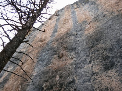 Wyoming Flower Child climbs the blue streak starting with the crack just right of center