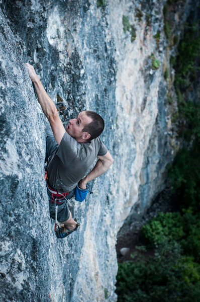 Pawel is very near the chains at about 90 feet off the deck. I've seen Pawel repeat this route many times just for fun. It really is a classic. I think everyone grumbles and nods in agreement that this is easy for the 12d grade because it has really good rests and no 12+ difficulty moves. Maybe someday enough holds will break off that it is actually 12d, but it seems unlikely to ever actually be downgraded for some reason. I digress, this route is simply great fun, and if you want to go for a long wonderful adventure, this may be the route for you. 