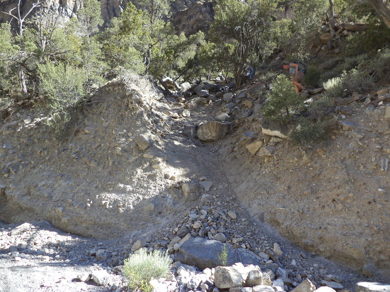 The exit gully you use to head up to the climb from the main wash. 