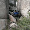 Sean getting ready to belay Castle Grey Skull 