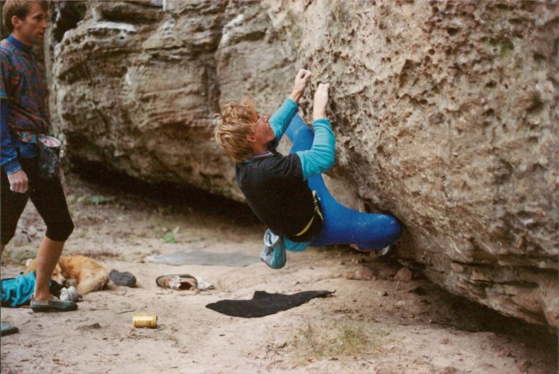 Dave Groth eyeing the action and Rich Bechler looking mean and lean on the low traverse.