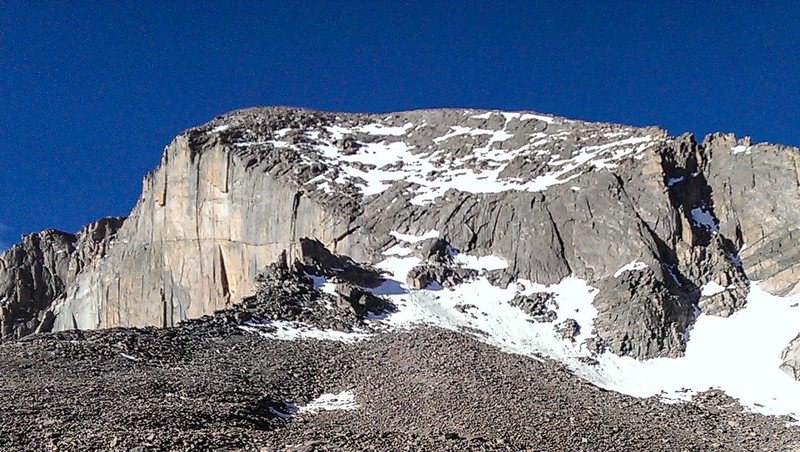 View of the North Face on Long's Peak (Cable Route) from the Boulderfield on 6/25/2013.