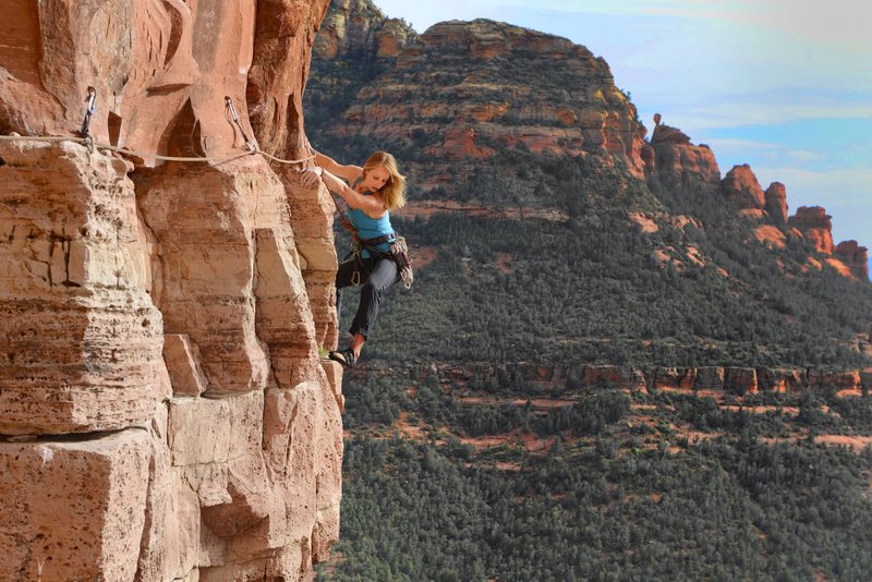 The limestone band of the second pitch is stunning in lends itself nicely to photos. Photo credit- Tim Glasby