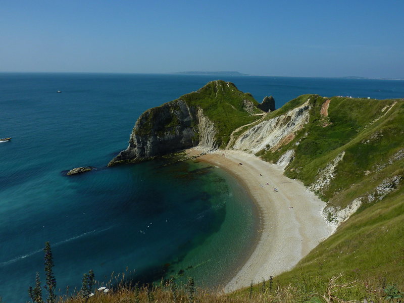 View from the approach trail to Durdle Door.