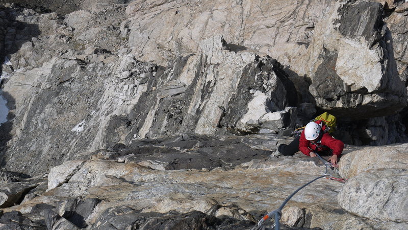 The direct black face variation to the Lower Exum Ridge.  July 2013