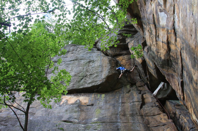 Stemming through the fun upper half of the route.