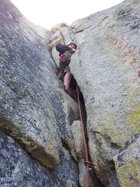 Jake starting up the 5.9 variation on his first multipitch lead.