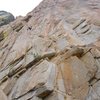 Geir Hundal taking a run on the new route.  You can see the first pitch of Maadim to the left.