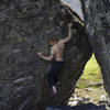 Jared on Rock Biter at the Phantasia Boulders.