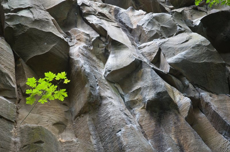 The chalked up rail (one of the crux) sections of the route