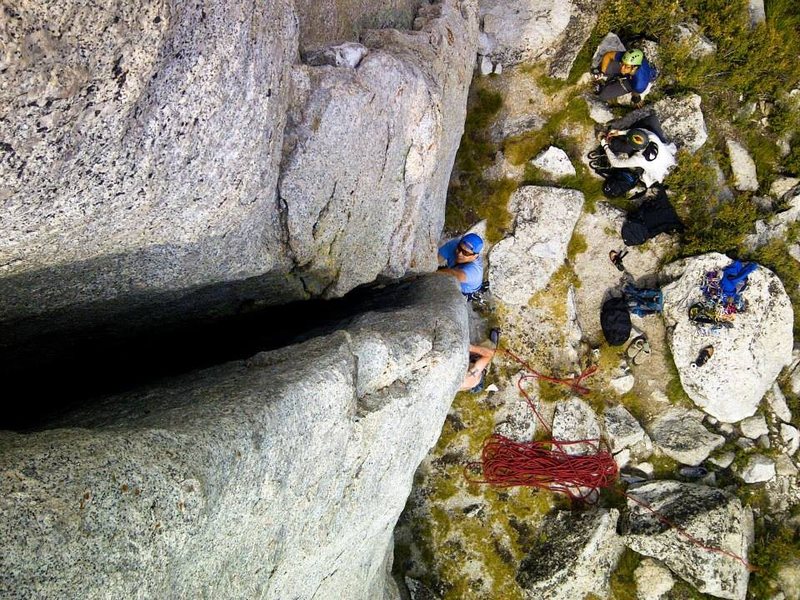 Sean cranking through the crux