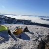 Camp along the way up the Kautz route on Rainier.