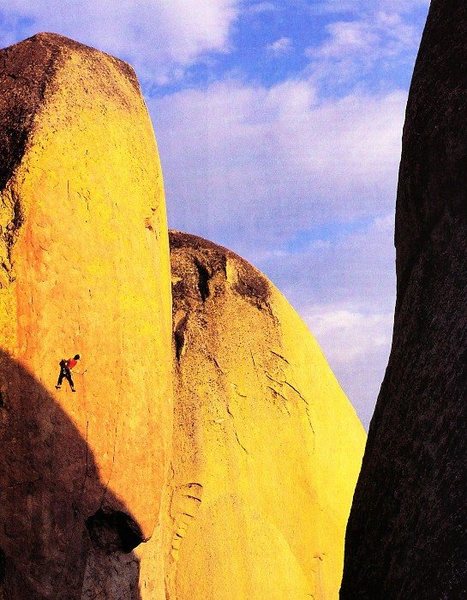 Randy Leavitt on The Titanic (5.12c), The Needles<br>
<br>
Photo by Brian Bailey (http://www.brianbaileyphotography.com/)