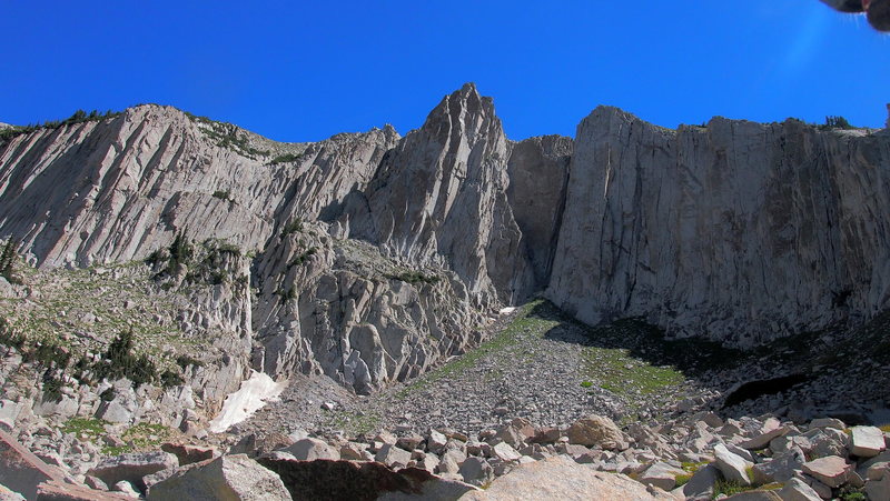 Just one small piece of snow. Might be snowmelt at the base of it; we didn't check.