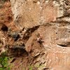 Moving through the low crux section.