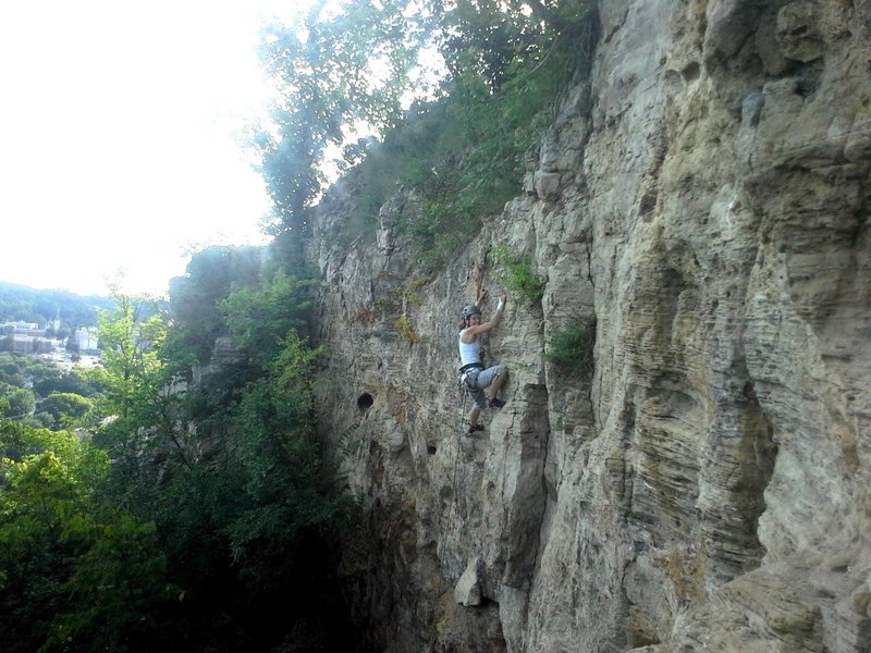 Angie finishing Sobriety. A climb worth keeping clean? Worth new anchors? Climb it and let me know!