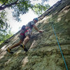 Karsten onsiting his first route at Allamuchy. Guess it is all down hill from here!