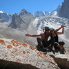 Mack and me with the Ak-Sai Glacier in the background.  