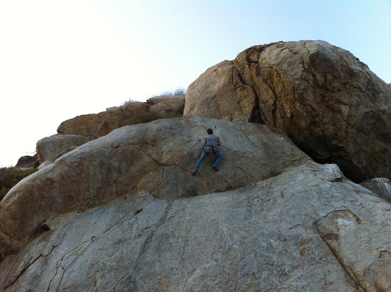 Nathan Sharpe approaching the bouldery v3 crux.