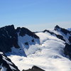 Sunday traffic on the Quien Sabe Glacier as seen from Forbidden Peak