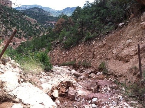 What's left of the Cactus Cliff road, above the Shelf Road BLM gate.