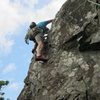 Chris on second Pitch . Brown Crag Wall