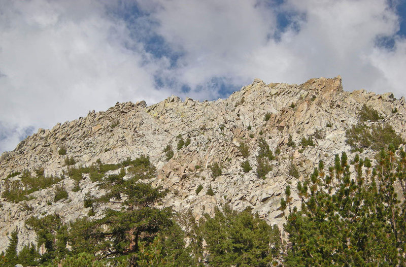 up to summit aretes above W face