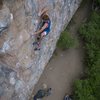 Simon Longacre on Poetic Justice, 5.13a.<br>
<br>
James Lucas photo.