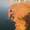 Sean Jones deep water solo. Wilson Lake, Kansas Troll Daddy 5.10