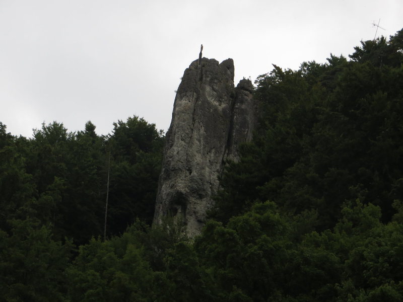 An evening shot of Zehnerstein taken from the parking lot.