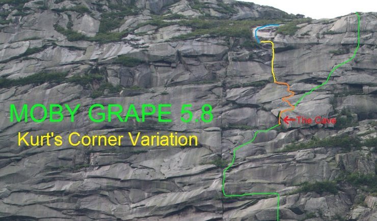 Kurt's Corner Topo:<br>
Orange - alternate Cave pitch<br>
Yellow - Kurt's Corner pitch<br>
Blue - Slab pitch