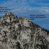 A view of the backside of BWC (from upper Bells) that might help visualize the descent to the 'southern notch' and avoid the extra rap into the notch.