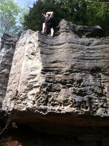 Tony Hosek having fun and looking good while bouldering