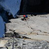 Jake, following P1 of the SE Ridge, just getting into the fingers section of the crack