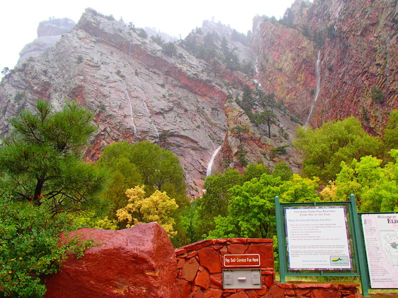 Thursday evening in Eldo. Waterfalls everywhere. I have video of the gigantic waterfall coming from Hawk Eagle and down the ENTIRE ravine that we once walked to get to Wind Tower, back from East Slabs, etc. It will be bad for a while.