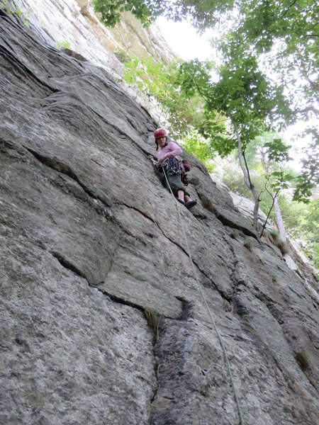 Gblauer on the opening moves of No Glow P1.  Photo by Seth G