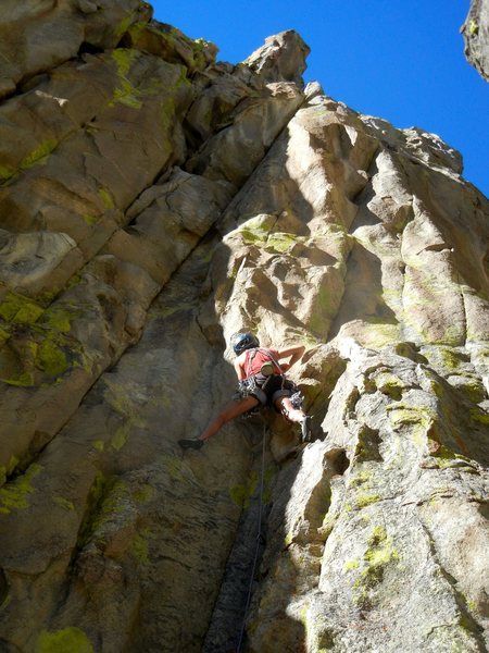 Amanda Moyer below the crux of the route.