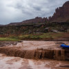 came for the climbing,stayed for the boating. alpacka raft and bridger jacks in the background.<br>
9/14/13 an hour after i took out we could hear the brunt of the flashflood ripping down indian creek from our campsite at the broken tooth wall. 