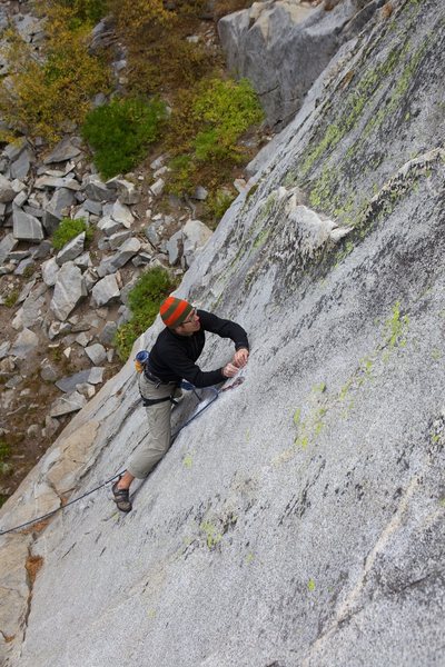 Getting to grips with the crux sequence on Faithful Friend 