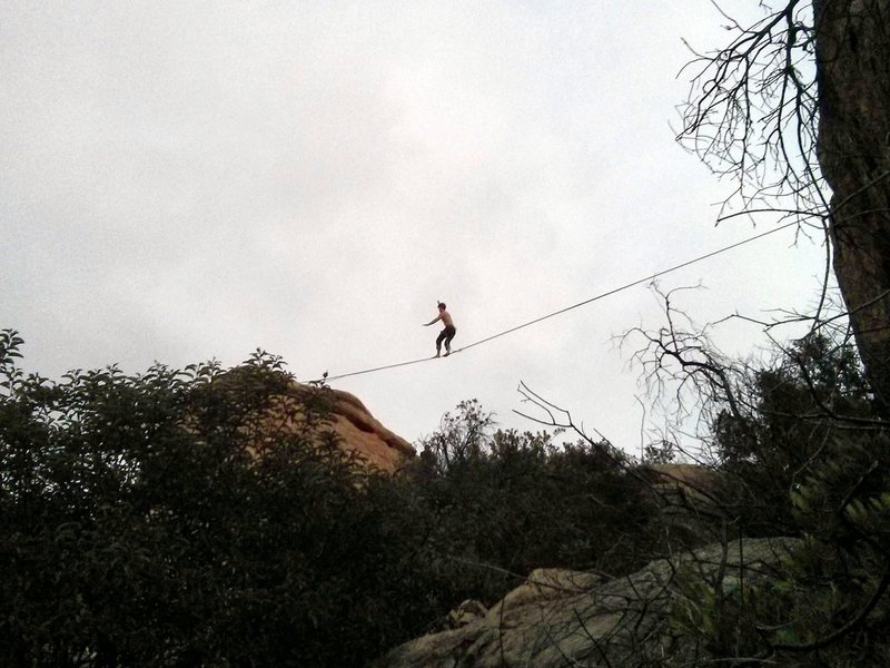 A slackline at Stoney Point?!  Cool!