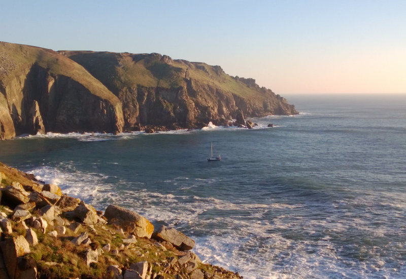 Looking across Jenny's Cove from Beaufort Buttress. Needle Rock and the Devil's Chimney are both visible.